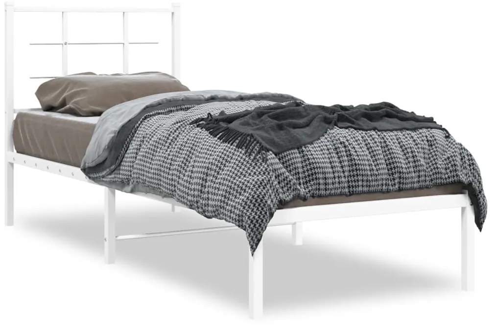 vidaXL Estrutura de cama sem colchão com cabeceira 75x190 cm branco