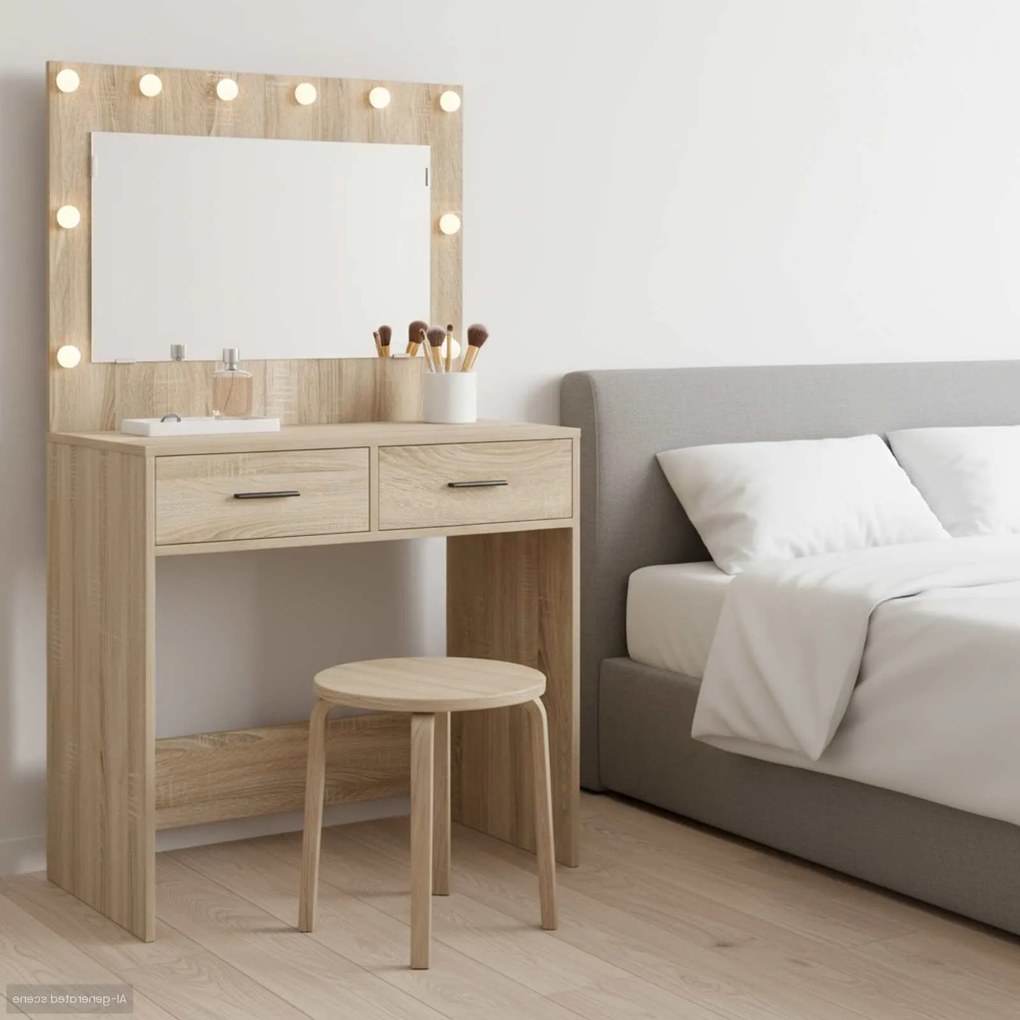 vidaXL Mesa de vestir com gaveta Carvalho Sonoma 78,5 x 41 x 135 cm