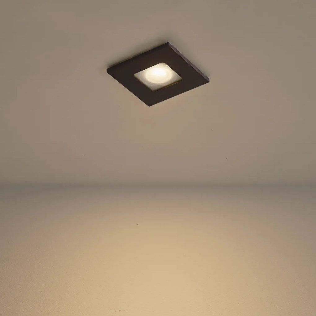 Conjunto de 6 focos embutidos modernos bronze escuro quadrado IP44 - Qure