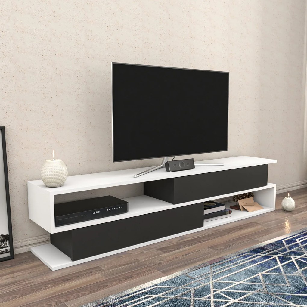 Móvel TV Cortez – Branco e Antracite – 160x35,3x38,6 cm