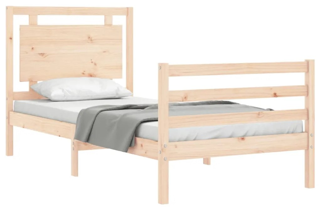 Estrutura de cama com cabeceira 100x200 cm madeira maciça