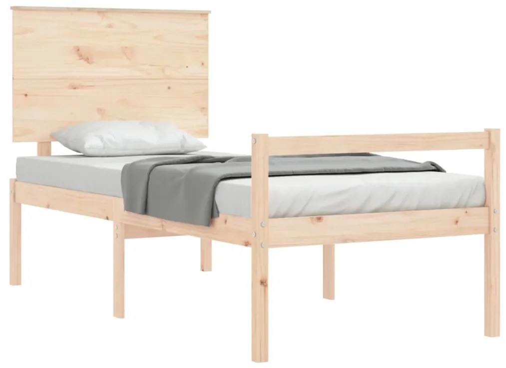 Cama para idosos com cabeceira 100x200 cm madeira maciça