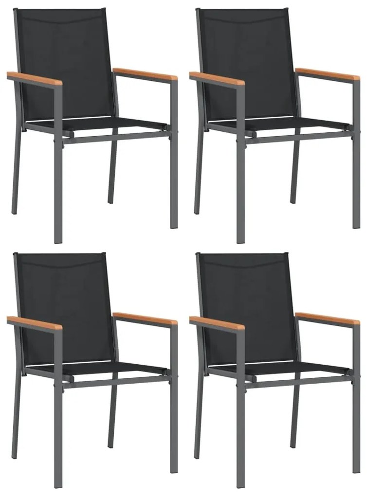 5 pcs conjunto de jantar para jardim textilene e aço preto
