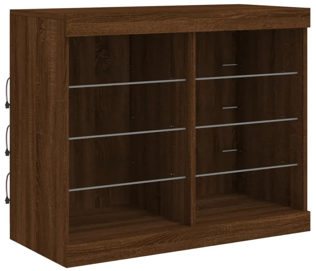 Aparador com luzes LED 163x37x67 cm carvalho castanho