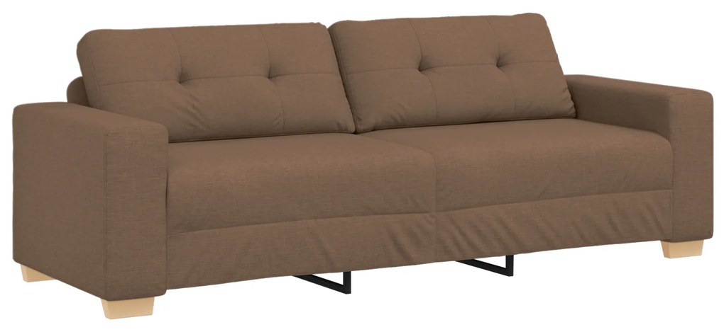 Conjunto de Sofá de 2 Peças com Almofadas em Tecido Castanho