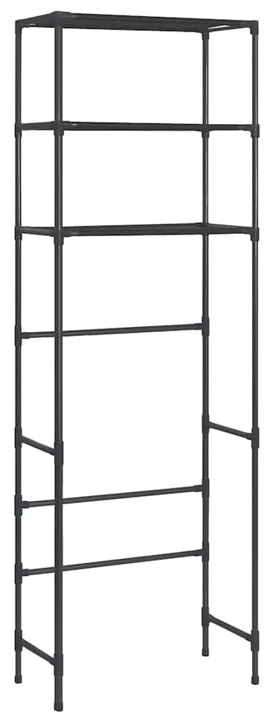 Estante com 3 prateleiras p/ casa de banho 53x28x169 cm preto