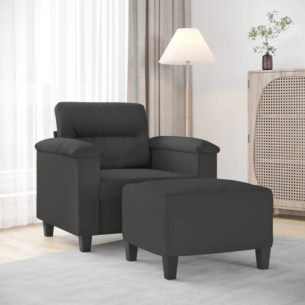 vidaXL Poltrona com apoio de pés 60 cm tecido microfibra cinza-escuro
