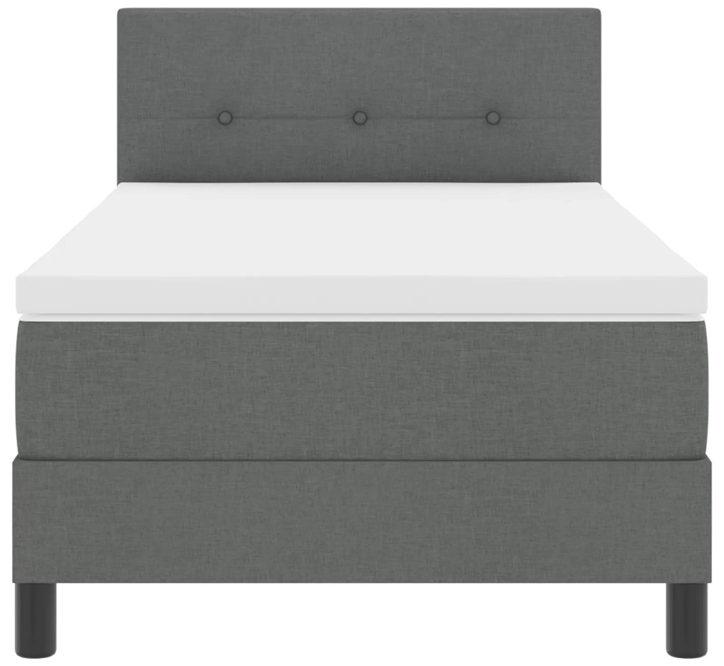 Cama Box Spring com Colchão Cinza Escuro 90x190 cm Tecido
