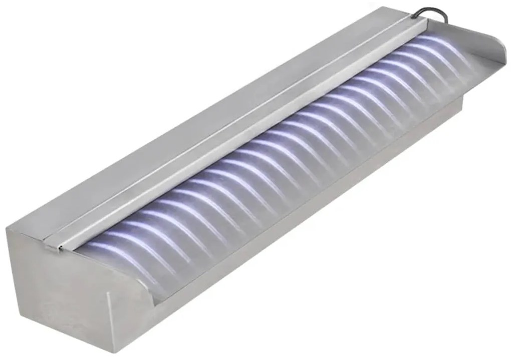 Fonte para piscina retangular com LEDs 45 cm aço inoxidável