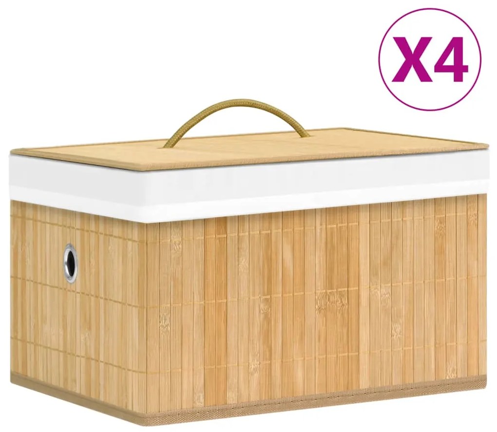 320765 vidaXL Caixas de arrumação 4 pcs bambu