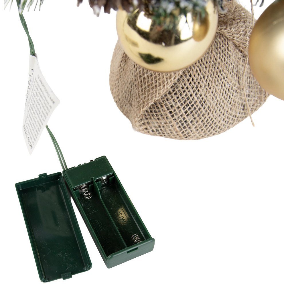 Árvore de Natal branca com dourado 60cm Incl. LED com temporizador - Jack