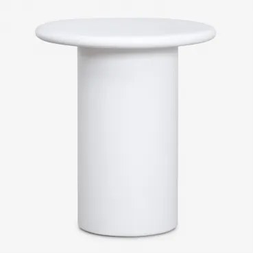 Mesa Auxiliar Redonda Ø45 Cm Em Cimento Namara Branco - Sklum