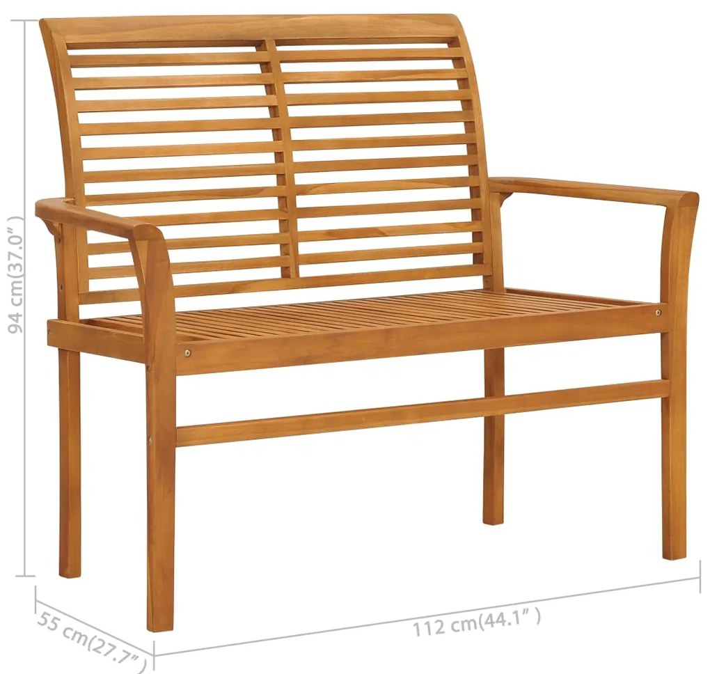 Banco de jardim c/ almofadão vermelho 112 cm teca maciça
