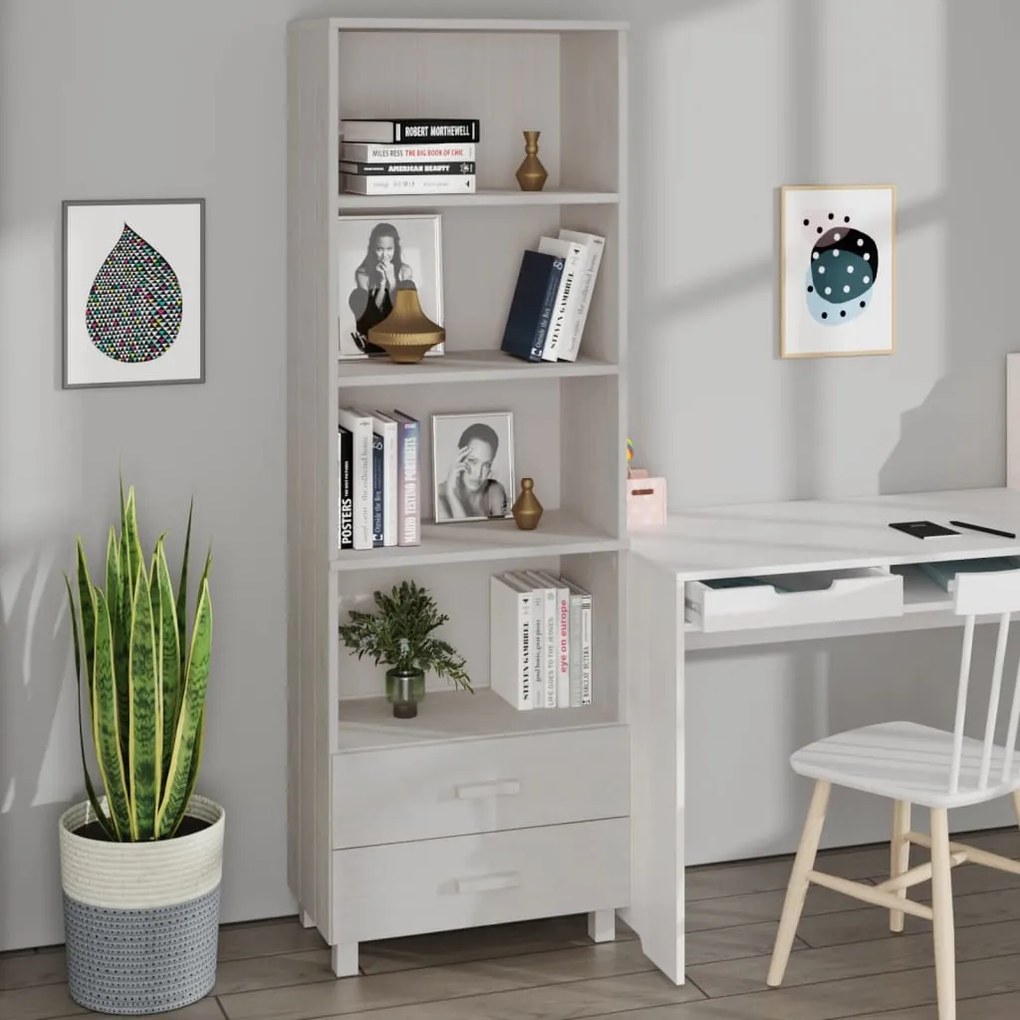 vidaXL Aparador alto HAMAR 60x35x180 cm pinho maciço branco