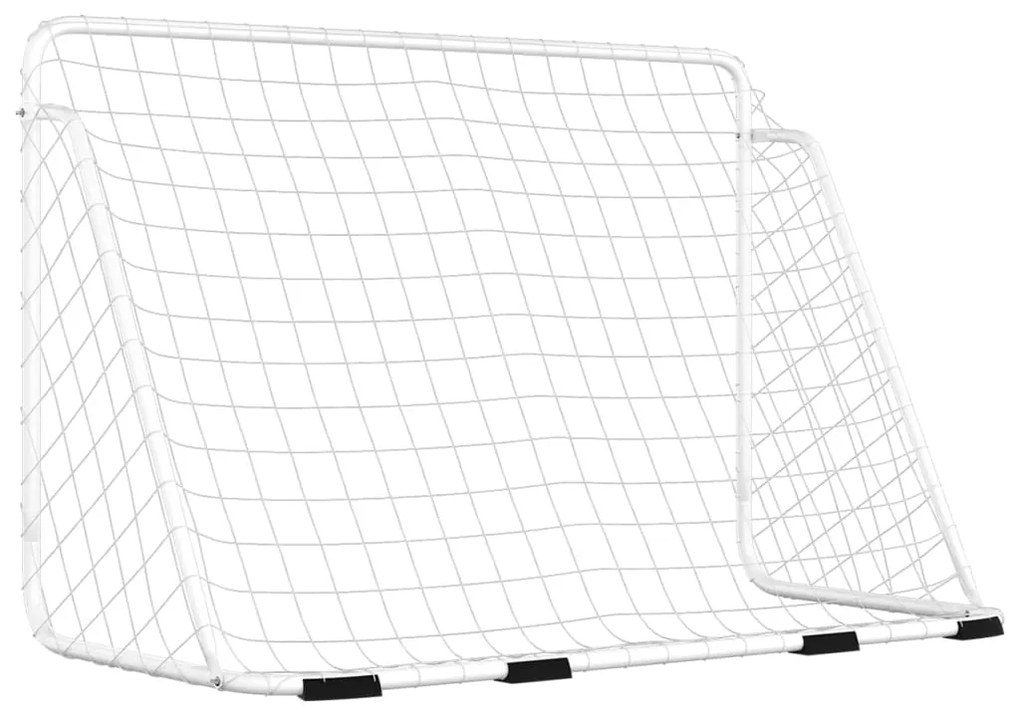 Baliza de futebol com rede 180x90x120 cm aço branco