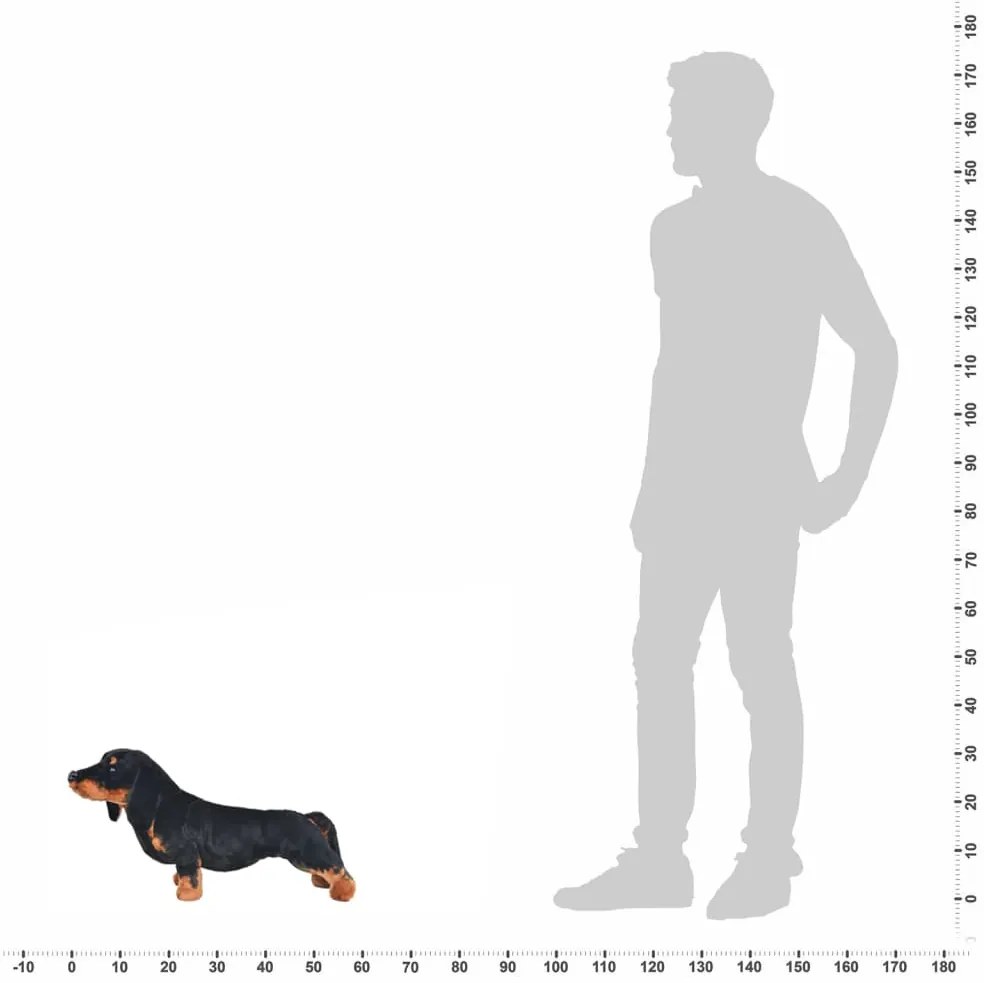 Brinquedo de montar cão salsicha peluche preto XXL