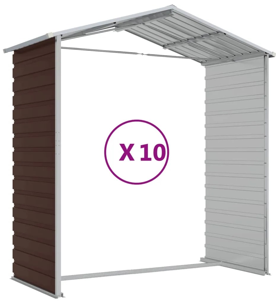 Abrigo de jardim 191x895x198 cm aço galvanizado castanho