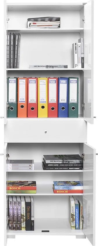 Armário Alto de Escritório "Doc" - 60x187x40 cm - Branco - Design Mode