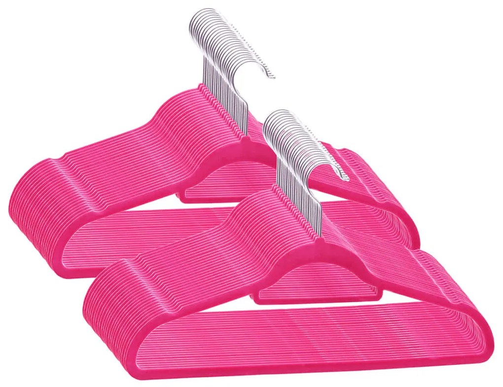 50 pcs conjunto de cabides antiderrapantes veludo rosa