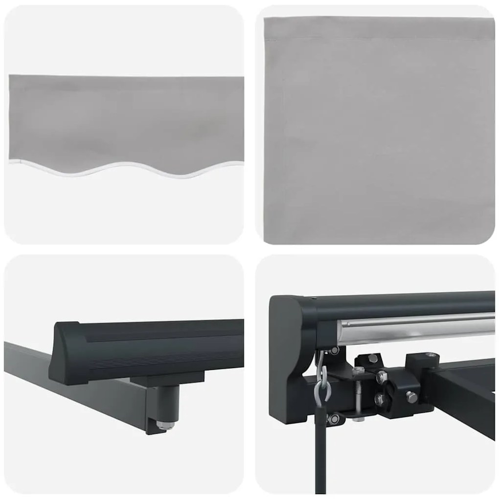 Toldo Retrátil Manual Cinzento-claro 350x250 cm Tecido