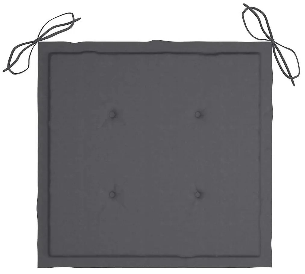 Cadeiras de jardim c/ almofadões antracite 8 pcs teca maciça