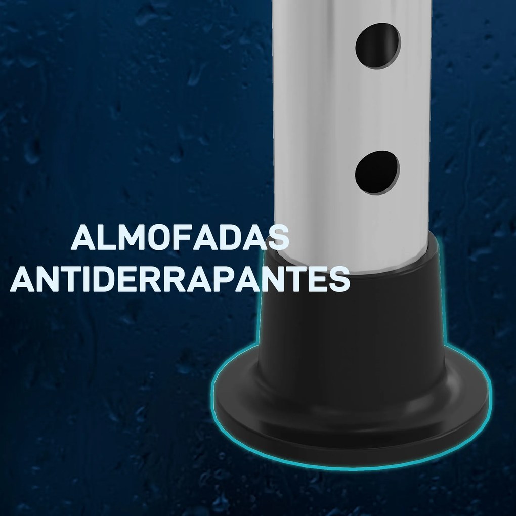 Banco de Duche com Altura Ajustável em 8 Posições com Base de Borracha Antiderrapante 50x36x39,5-56,5 cm Preto
