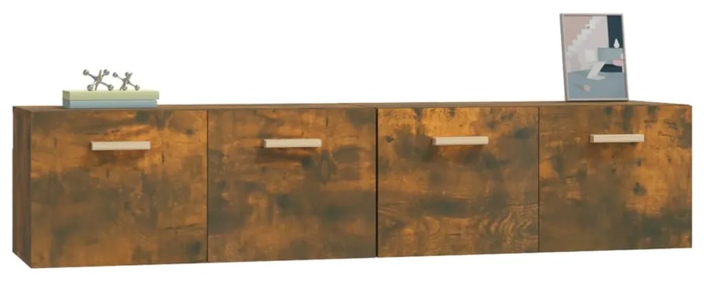 Armários parede 2pcs 80x35x36,5cm madeira processada fumado