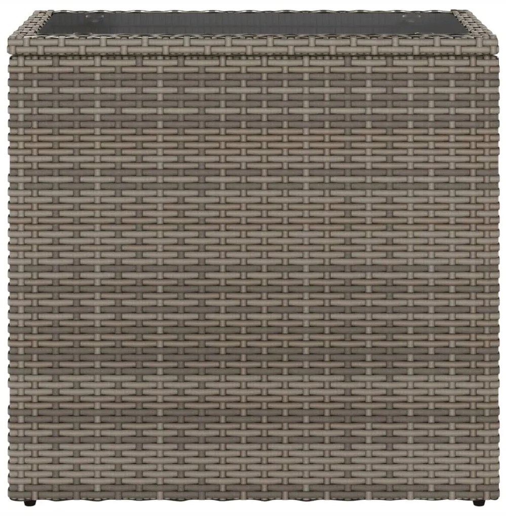 Mesa de apoio jardim c/ tampo vidro 58x27,5x55 cm vime PE cinza