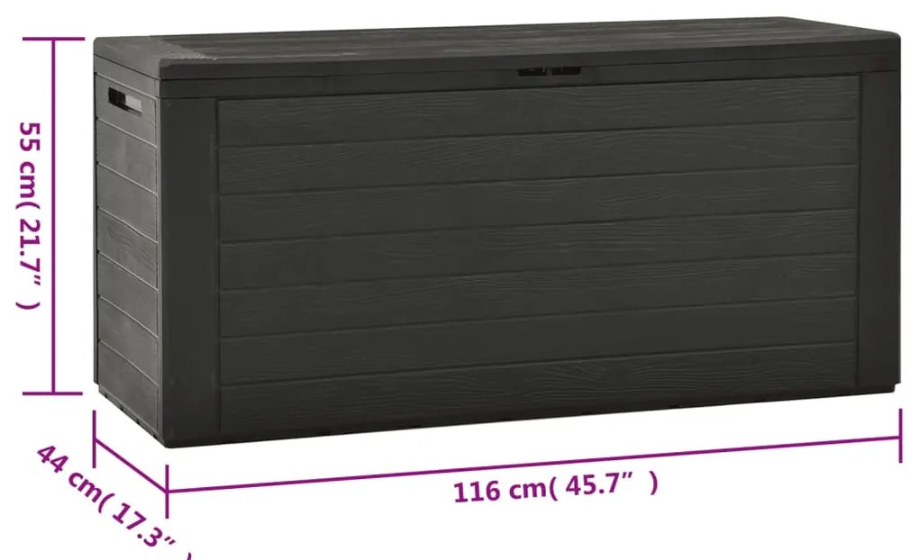 Caixa de arrumação para jardim 116x44x55 cm antracite