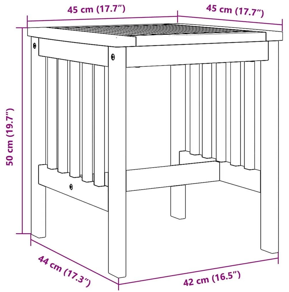 Mesa Lateral de Jardim vidaXL Castanho 45x45x50 cm em Madeira de Acáci