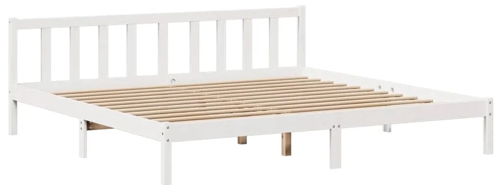Cama com estante sem colchão 180x200 cm pinho maciço branco