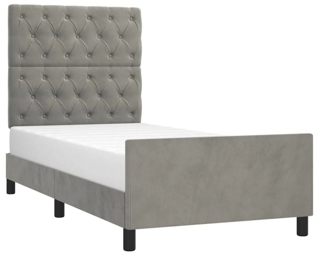 Estrutura de cama sem colchão 80x200 cm veludo cinzento-claro