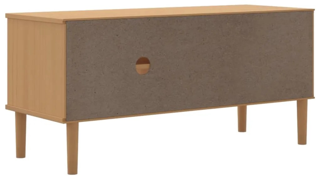 Móvel de TV SENJA aspeto vime 106x40x49cm pinho maciço castanho