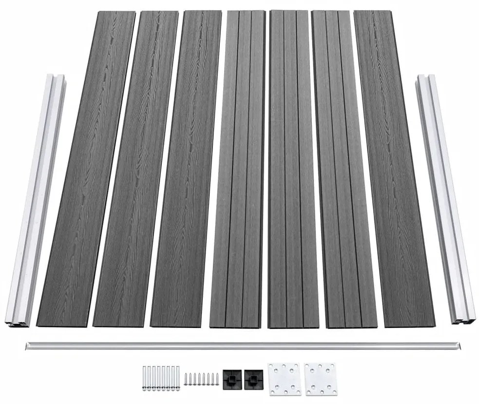 Conjunto painel de cerca 353x146 cm WPC cinzento