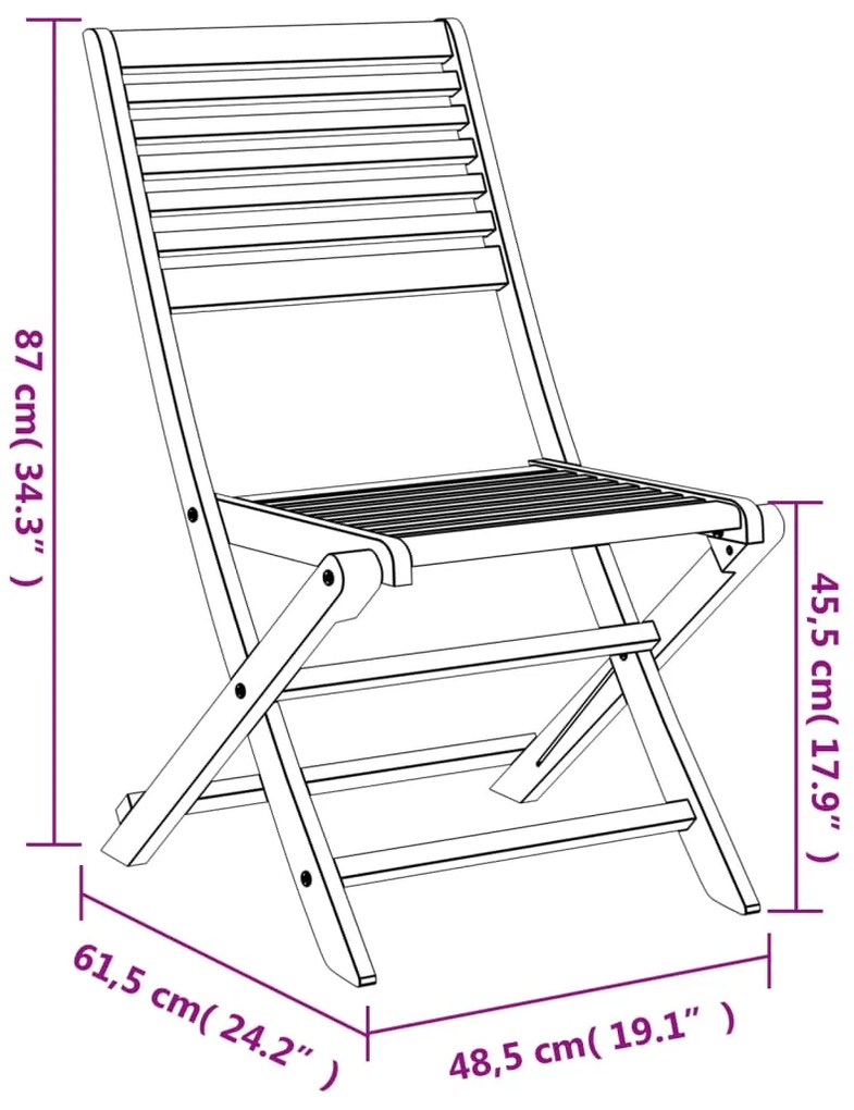 Cadeiras de jardim dobráveis 8 pcs 48,5x61,5x87cm acácia maciça