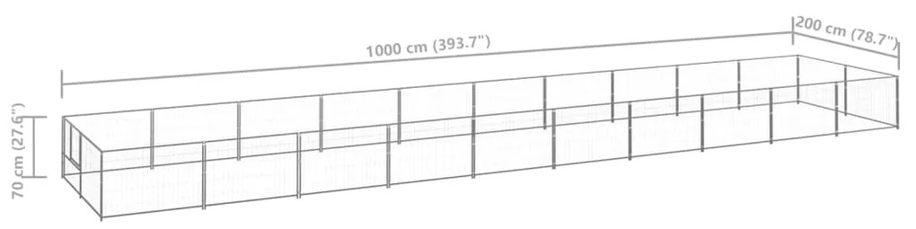 Canil para cães 20 m² aço prateado