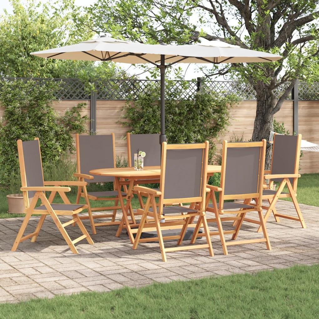 vidaXL Conjunto de Jantar de Jardim 7 Peças Anthracite Madeira de Acácia Sólida