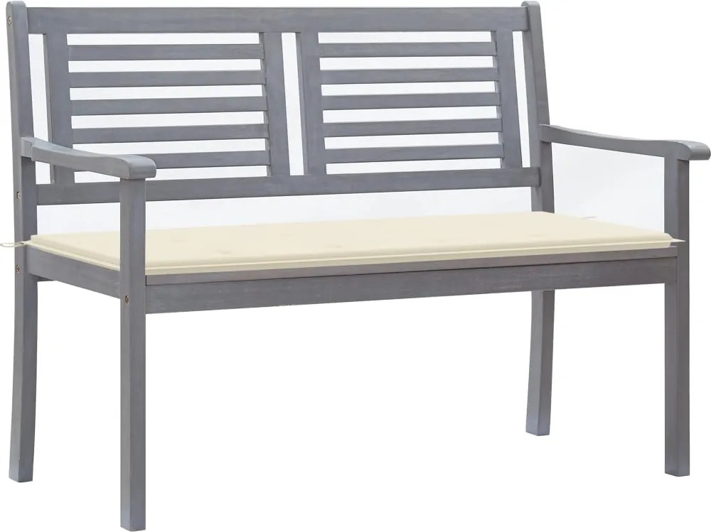 vidaXL Banco de jardim 2 lugares c/ almofadão 120 cm eucalipto cinza