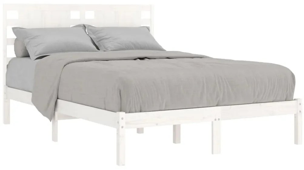 Estrutura de cama casal 135x190 cm madeira maciça branco