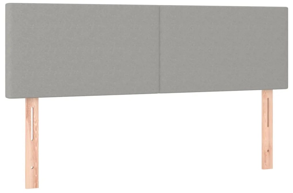Cama box spring c/ colchão e LED 140x200 cm tecido cinza-claro