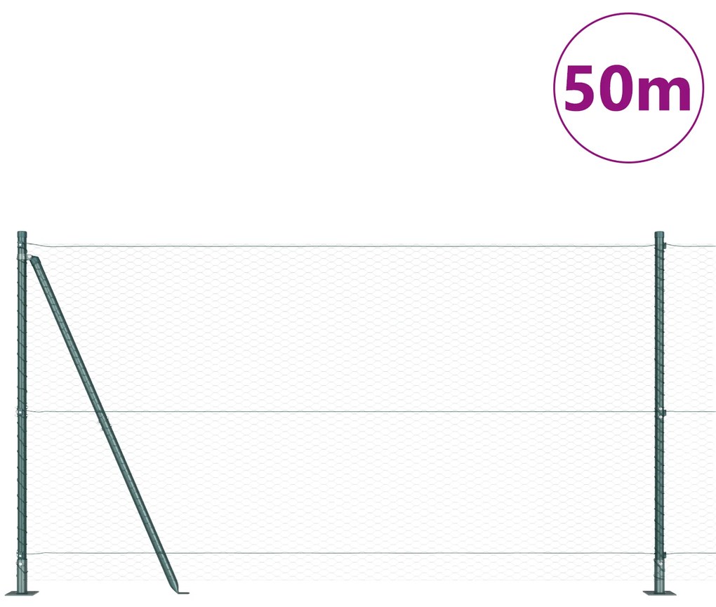Cerca Hexagonal vidaXL Verde 1,2x50 m Aço