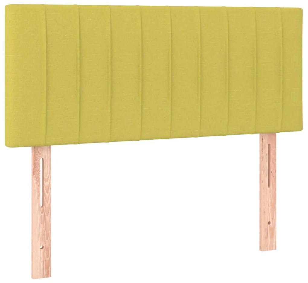 Cabeceira de cama c/ luzes LED tecido 100x5x78/88 cm verde