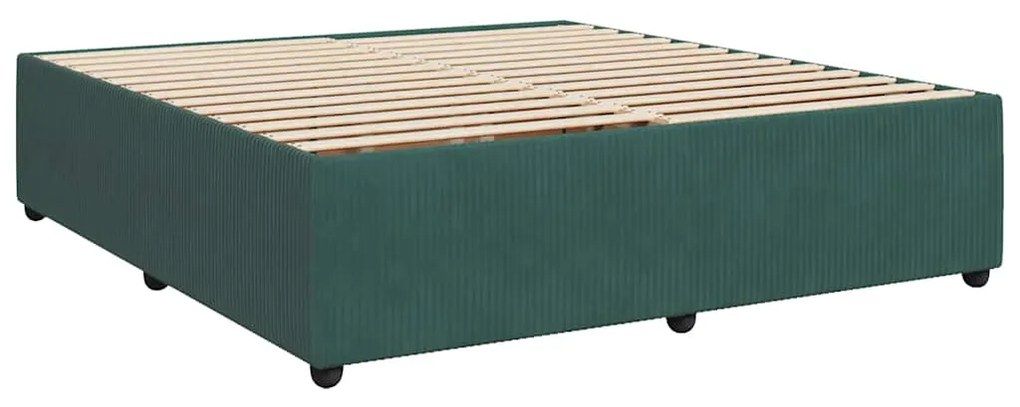 Cama com molas/colchão 200x200 cm veludo verde-escuro