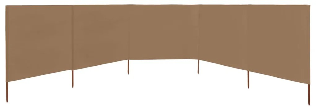 Para-vento com 5 painéis em tecido 600x80 cm cinza-acastanhado