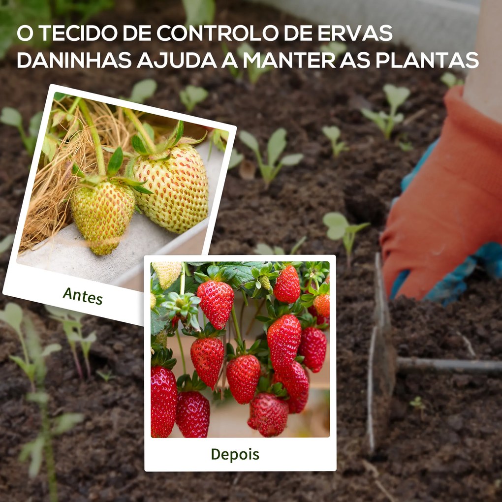 Outsunny Rolo de Malha Anti-Ervas 2x100 m Malha Geotêxtil 60 g/m² para Controlo de Ervas Daninhas de Jardim Malha Anti-Ervas Preta