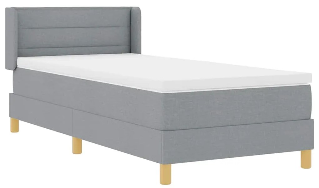 Cama Box com Colchão Cinza Claro, 100 x 200 cm, Têxtil
