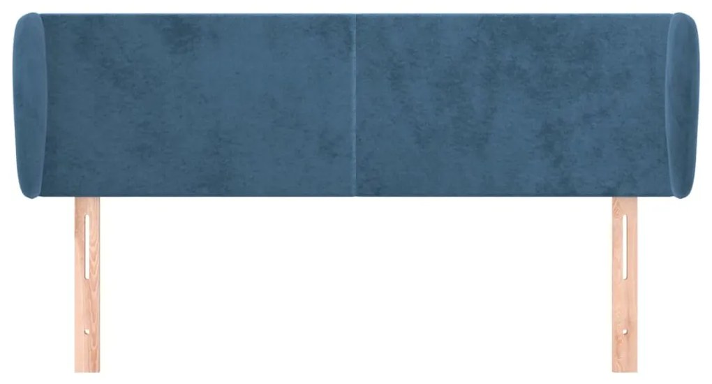 Cabeceira de cama c/ abas veludo 147x23x78/88cm azul-escuro
