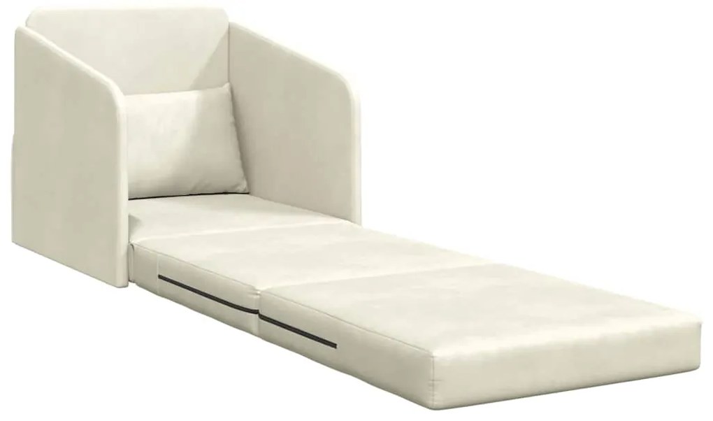 Sofá Cama de Piso 2-em-1 Creme 65x80x83 cm Veludo