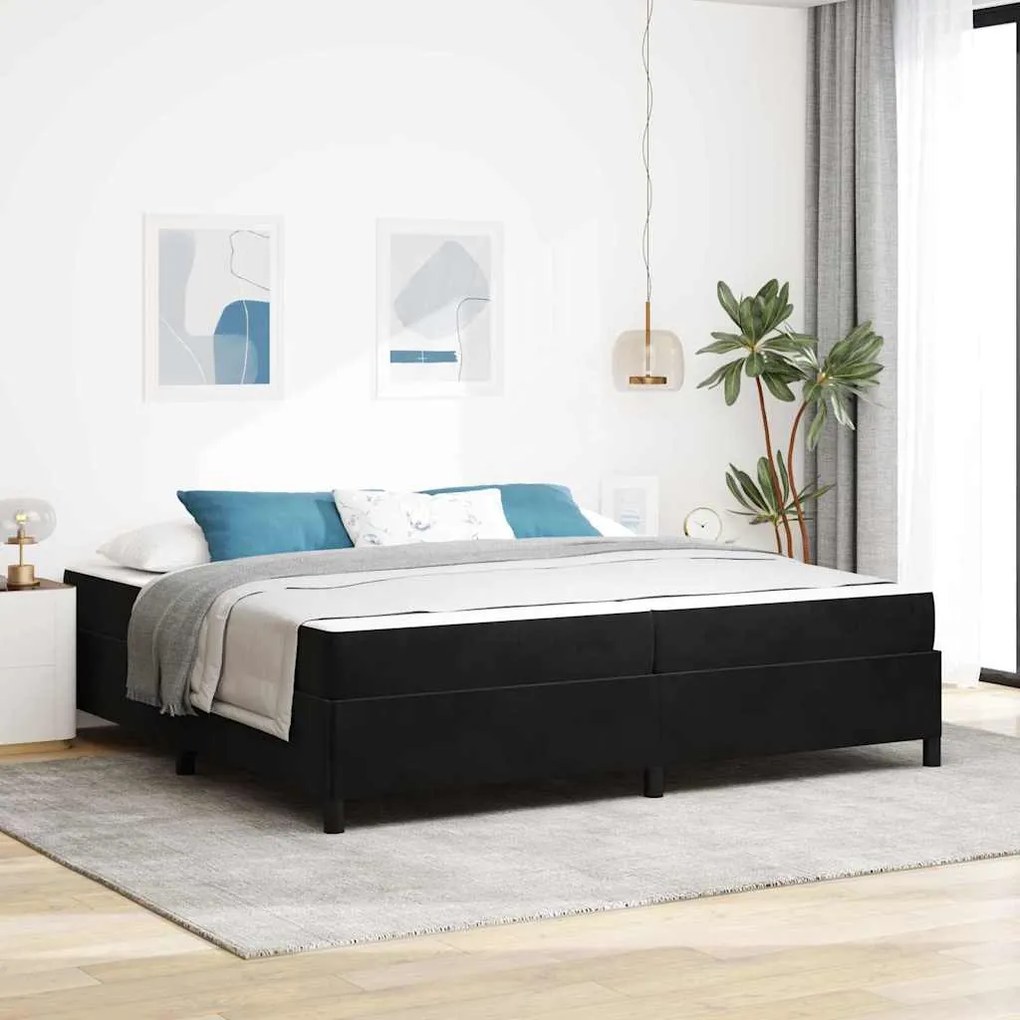 vidaXL Estrutura da Cama com colchão Preto 200 x 200 cm tecido