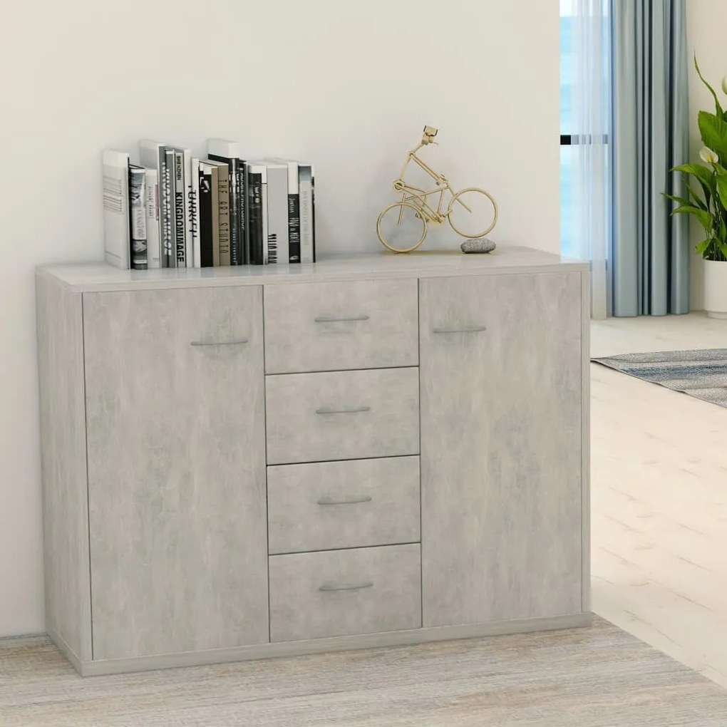vidaXL Aparador 88x30x65 cm contraplacado cinzento cimento